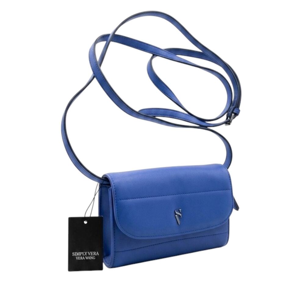 Simply Vera Vera Wang Blue Vegan Leather Crossbody Bag NWT Mini Purse